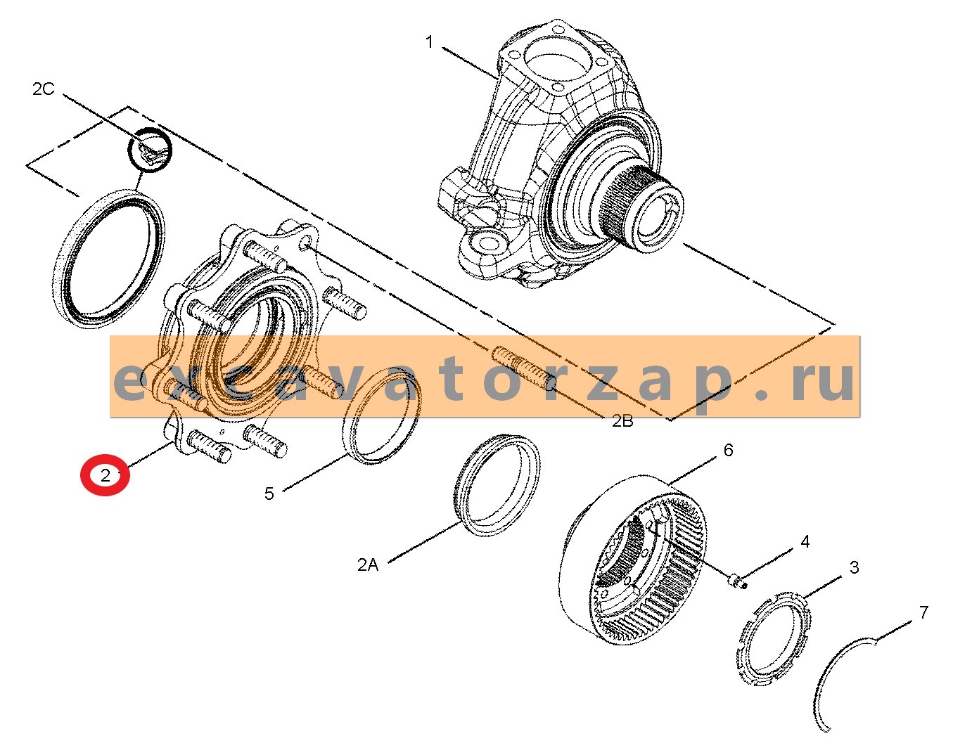 Ступица 443-1361, 4431361 (АНАЛОГ) экскаватора погрузчика CAT428, CAT432