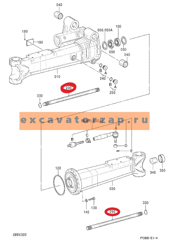 Полуось 0885304 заднего моста экскаватора HITACHI ZX160W