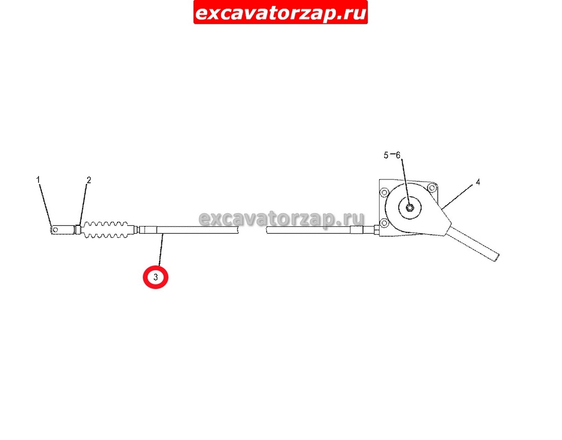 Трос газа 209-3366, 2093366 (АНАЛОГ) экскаватора погрузчика CAT428, CAT432, CAT434