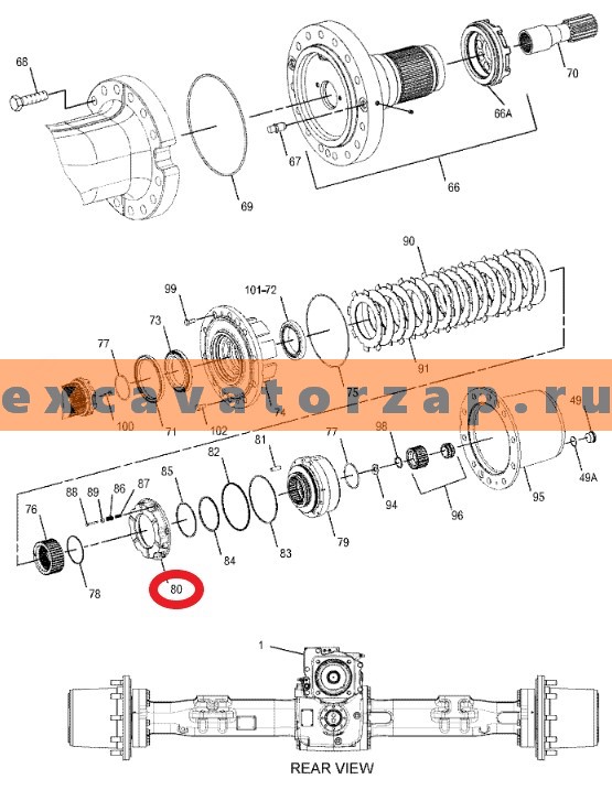 Поршень 4472.347.030, 4472347030, 4472-347-030 моста экскаватора Doosan