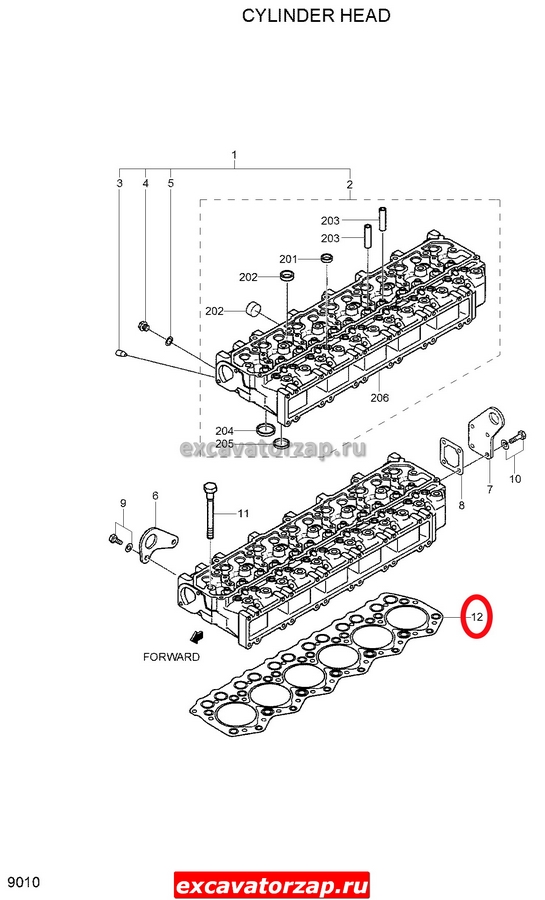 Прокладка головки блока цилиндров XJAF-01134 двигателя экскаватора Hyundai