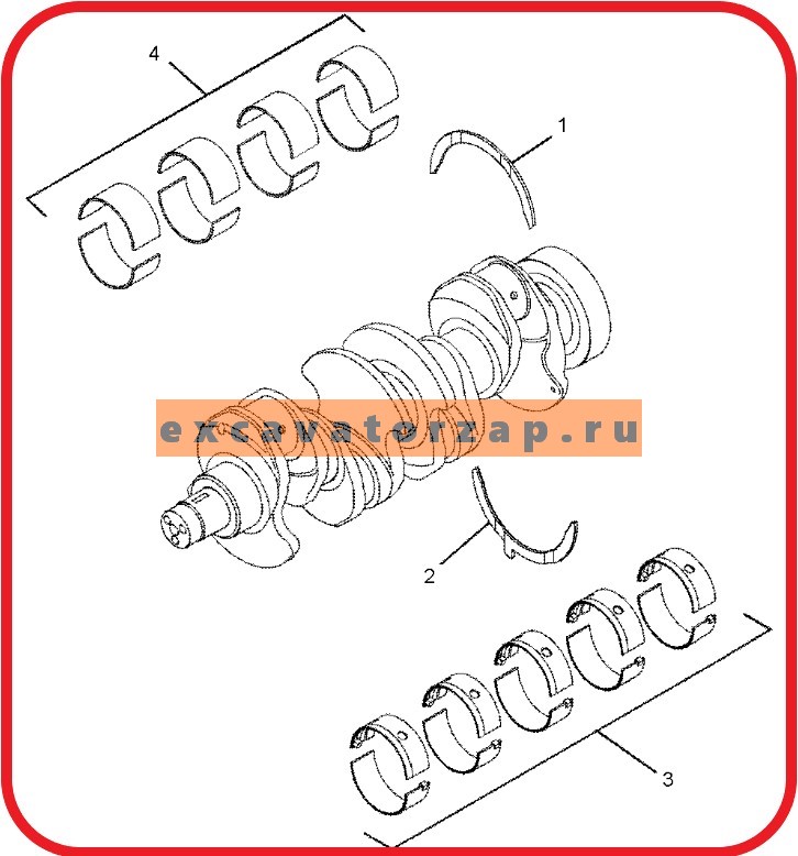 Вал коленчатый (коленвал) в сборе 359-0715, 3590715 (PERKINS) двигателя экскаватора погрузчика CAT428, CAT432, CAT444