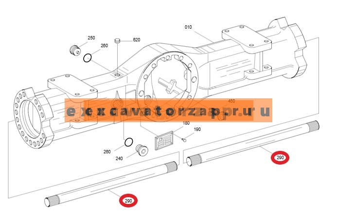 Полуось 0895902 (АНАЛОГ) заднего моста экскаватора HITACHI ZX210W, ZX210W-AMS