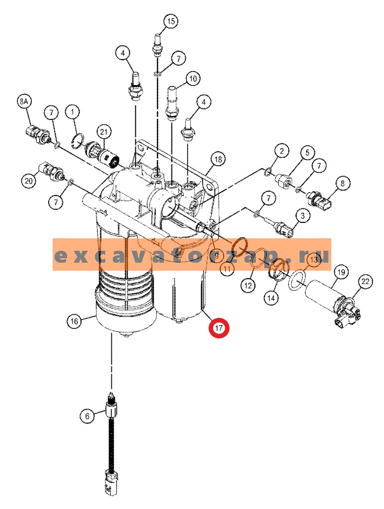 Копрус топливного фильтра 489-7503, 4897503 экскаватора CAT320, CAT323, CAT336