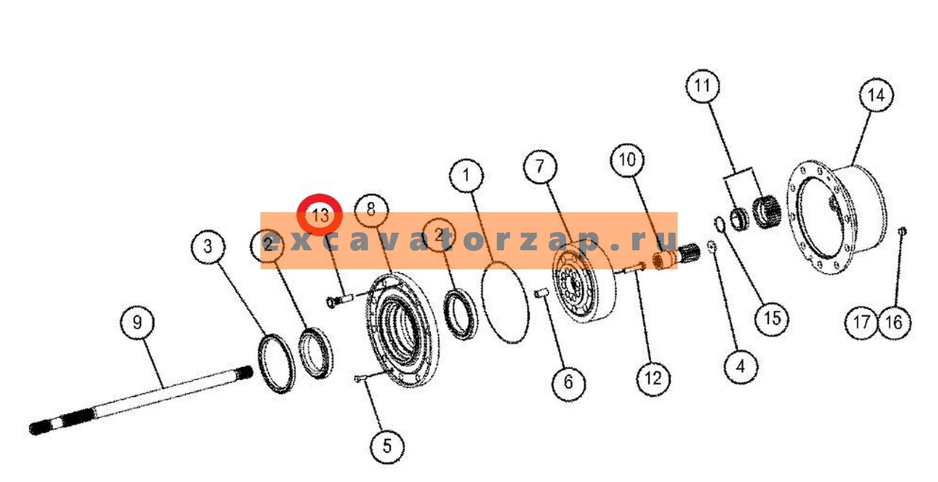 Шпилька колеса 490-0409, 4900409 экскаватора погрузчика CAT 428