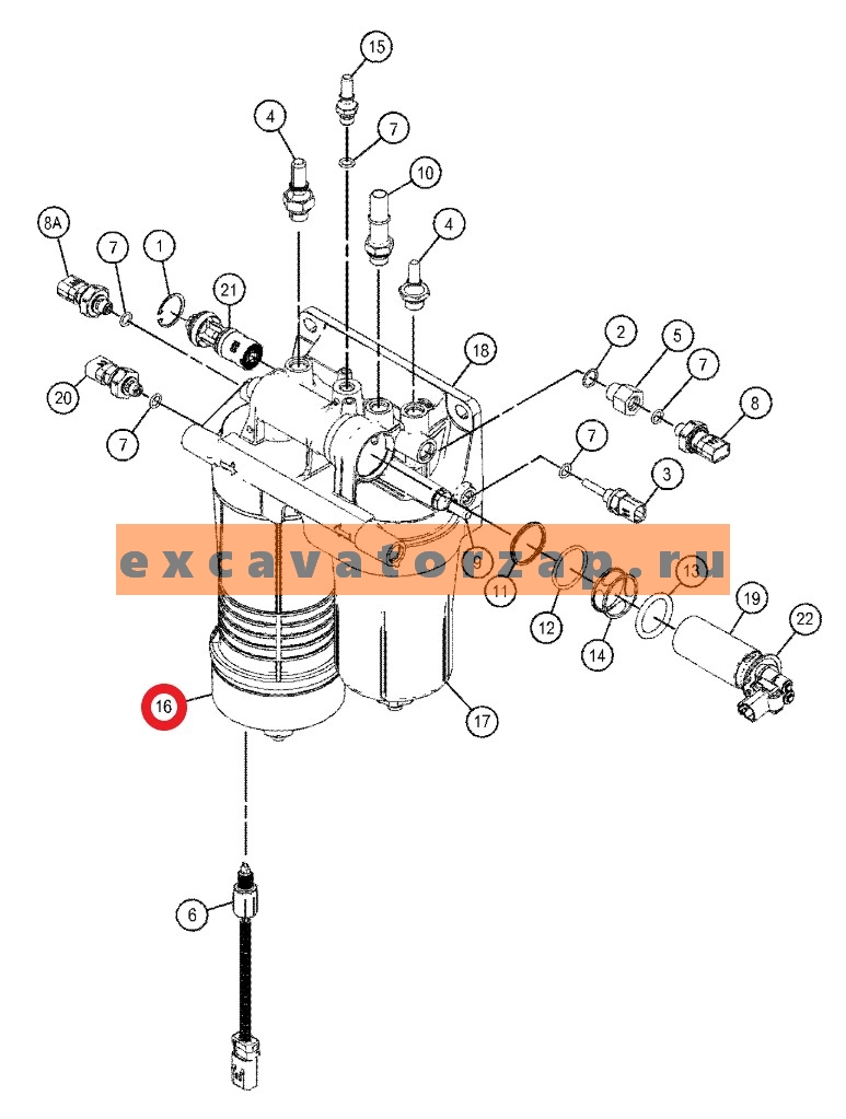 Корпус топливного фильтра 523-4986, 5234986 экскаватора CAT320, CAT323, CAT336