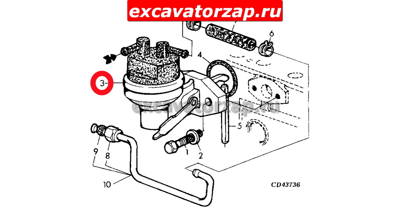 Топливоподкачивающий насос R123273 фронтального погрузчика John Deere