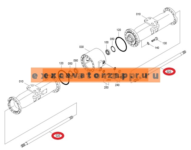 Полуось 1145202 (АНАЛОГ) заднего моста экскаватора HITACHI ZX170W-3, ZX170W-3-AMS, ZX170W-3DARUMA, ZX190W-3, ZX190W-3-AMS, ZX190W-3DARUMA
